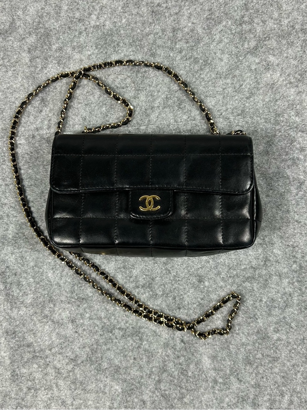 Chanel Camellia Chocolate Bar Quilted Leather Classic CC Flap Shoulder Bag